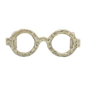 Metal Abstract Eyeglasses Sculpture Home Decor - Gold, 3 in.
