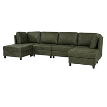 Olive Faux Leather Modular Sectional Sofa, 6 Seat Corner Cou: Default