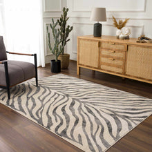 Gray Ecorse Zebra Print Area Rug: 7'10" x 10'3" Rectangle