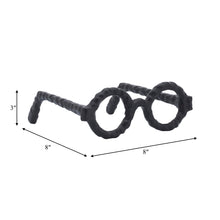 Aluminum Glam Round Glasses Sculpture - Black, 7 in.