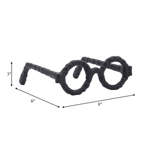 Aluminum Glam Round Glasses Sculpture - Black, 7 in.