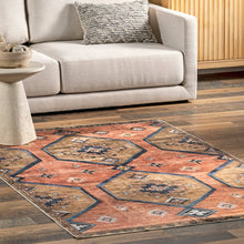Judy Traditional Persian Machine Washable Area Rug: Rust / Rectangle / 4' x 6'