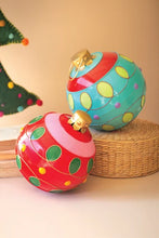 Set of 2 Large Colorful Christmas Ball Ornaments