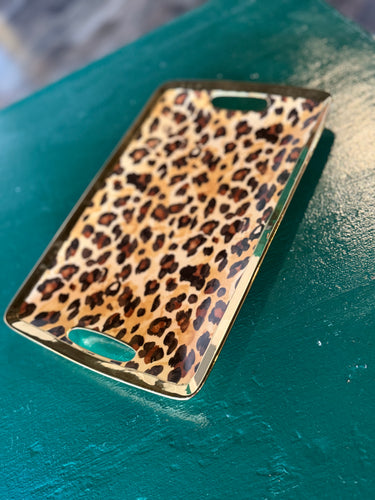 Porcelain Leopard Serving Tray