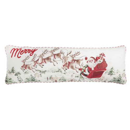 Santa Scene long Christmas Pillow