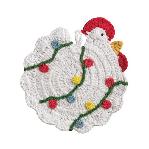 Chicken Christmas Crochet Trivet