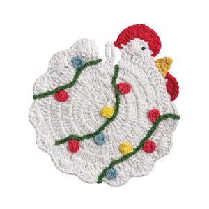 Chicken Christmas Crochet Trivet