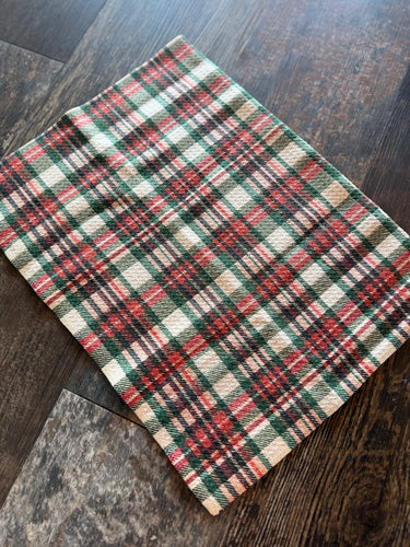 Waffle Dish Towel - Green, Red, & White Plaid