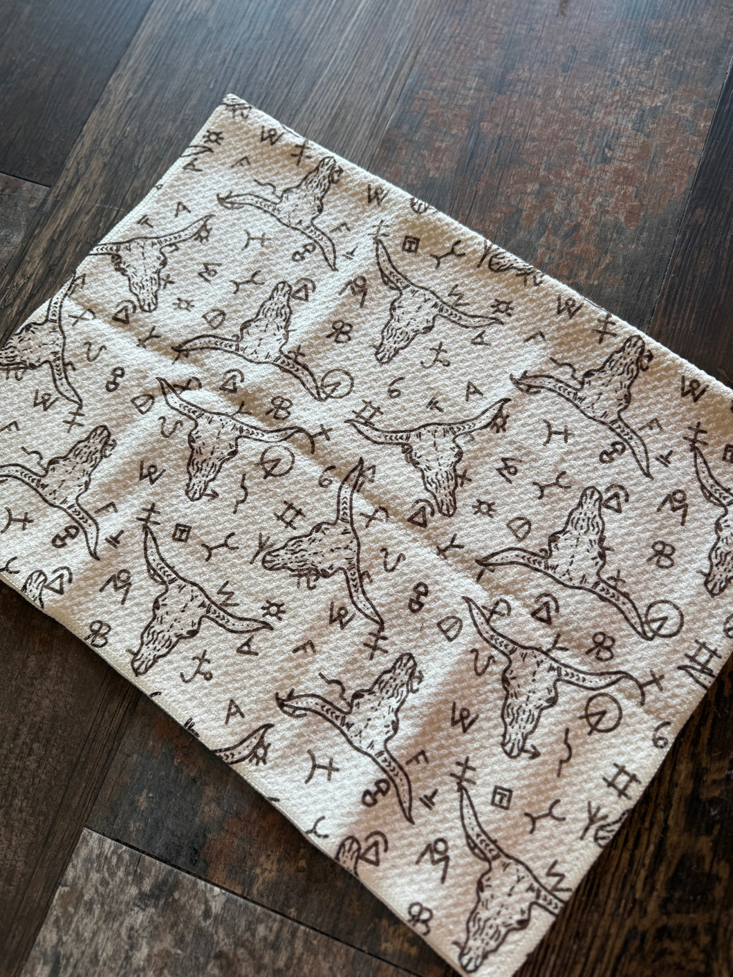 Waffle Dish Towel - Cattle Skull w/ Brands