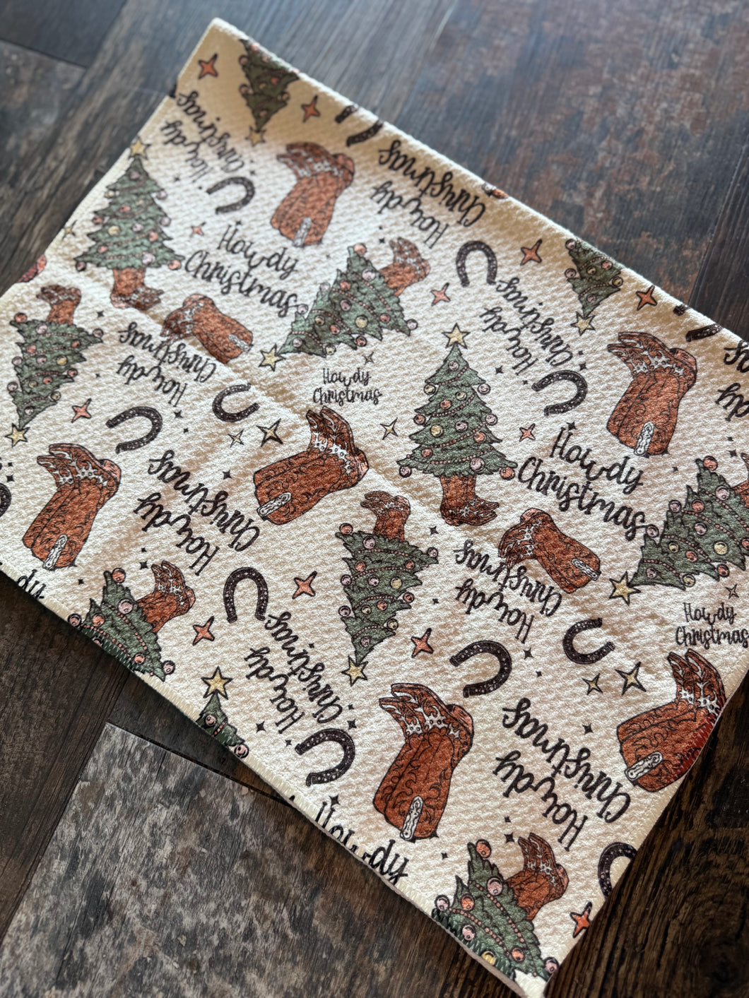 Waffle Dish Towel - Howdy Christmas