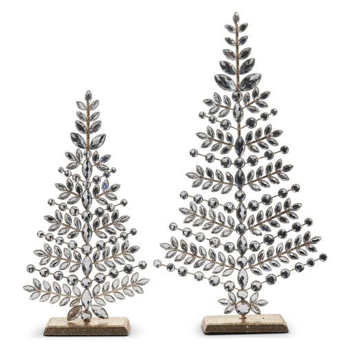19” Clear Jeweled Christmas Trees Set