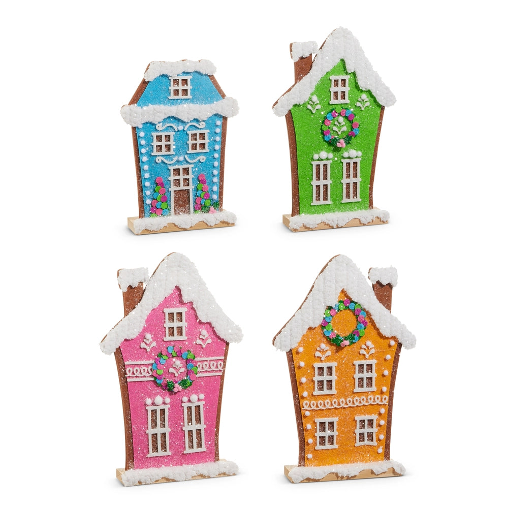 14” Bright Felt Gingerbread Houses Set