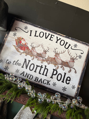 North Pole Vintage Christmas Canvas Wall Art Kids Room Decor: 32x48