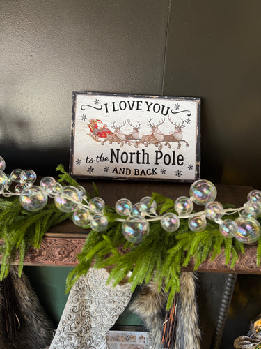 North Pole Vintage Christmas Canvas Wall Art Kids Room Decor: 12x18