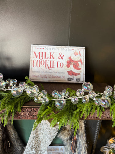 North Pole Milk & Cookie Vintage Holiday Santa Canvas Sign: 12x18