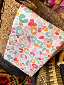 Colorful leopard waffle towel