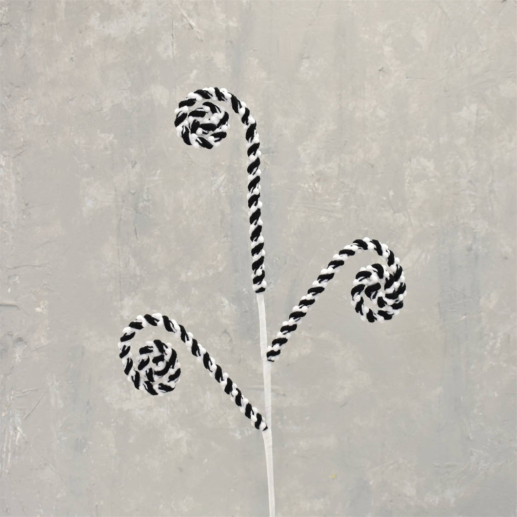 Chenille Candy Cane Spray - Black/White 29