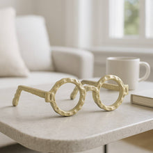Metal Abstract Eyeglasses Sculpture Home Decor - Gold, 3 in.