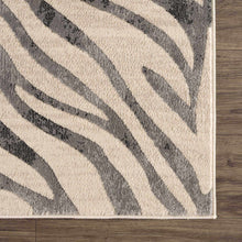 Gray Ecorse Zebra Print Area Rug: 7'10" x 10'3" Rectangle