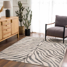 Gray Ecorse Zebra Print Area Rug: 7'10" x 10'3" Rectangle