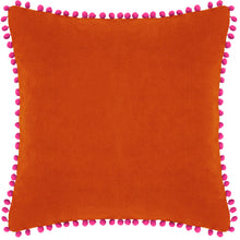 Velvet Pompom Cushion Orange/Fuchsia: Orange/Fuchsia / Polyester Filled / 45 x 45cm