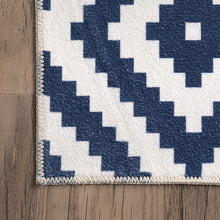Kellee Machine Washable Modern Diamonds Area Rug: Black / Runner / 2' 6" x 8'