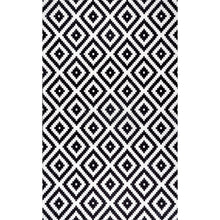 Kellee Machine Washable Modern Diamonds Area Rug: Black / Runner / 2' 6" x 8'