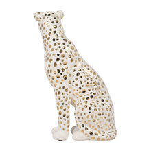 Ceramic Sitting Leopard Decorative Figurine - White, 11 in.