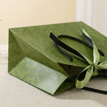 Vintage Pattern Black Green Bow Tie Paper Gift Bag w/ tissue: Large