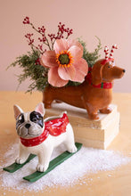 CERAMIC CHRISTMAS DACHSHUND PLANTER - CANDY CANE: Multi / Ceramic / 11.5" x 4" x 8.5"t