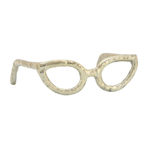 Aluminum Abstract Cat Eye Glasses Sculpture - Gold, 7 in.