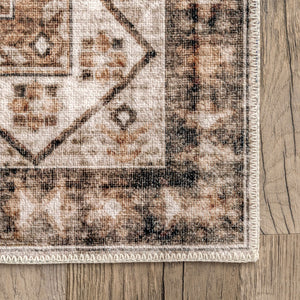 Belle Washable Geometric Area Rug: Beige / Rectangle / 5' x 8'