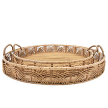 Woven Serving Trays with Handles Set of 2 - Brown, 24/30 in.