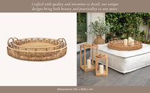 Woven Serving Trays with Handles Set of 2 - Brown, 24/30 in.