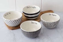 McKayla Monday Registry 
Bowls - Words, Black and White set of 4