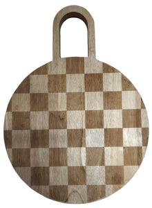 16.25" Wooden Check  Pattern Serve Board