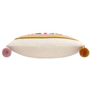 Pom-Poms Ready Set Snow Cushion Multicolour: Multicolour / Polyester Filled / 43 x 43cm