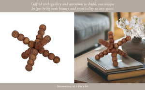 Mango Wood Beaded Jack Decorative Sculpture - Brown, 6 in.