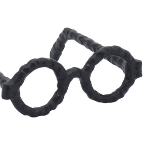 Aluminum Glam Round Glasses Sculpture - Black, 7 in.