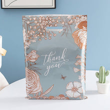 50pc, Light Blue Thank you Vintage Art CutOut Handle PVC Bag