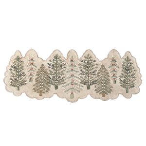 36' Beaded Table Runner Green & Gold Trees