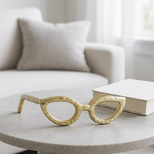 Aluminum Abstract Cat Eye Glasses Sculpture - Gold, 7 in.
