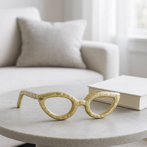 Aluminum Abstract Cat Eye Glasses Sculpture - Gold, 7 in.