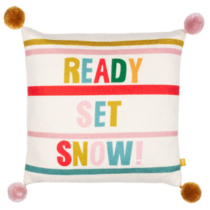 Pom-Poms Ready Set Snow Cushion Multicolour: Multicolour / Polyester Filled / 43 x 43cm