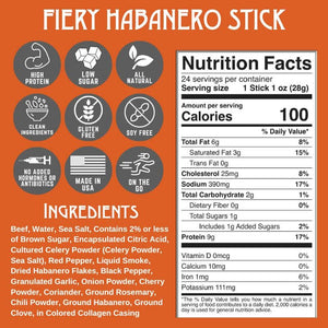 Fiery Habanero Beef Stick - 24 Pack