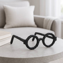 Aluminum Glam Round Glasses Sculpture - Black, 7 in.