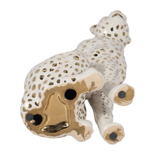 Ceramic Sitting Leopard Decorative Figurine - White, 11 in.