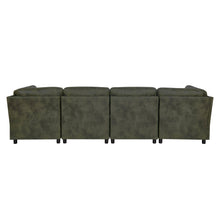 Olive Faux Leather Modular Sectional Sofa, 6 Seat Corner Cou: Default