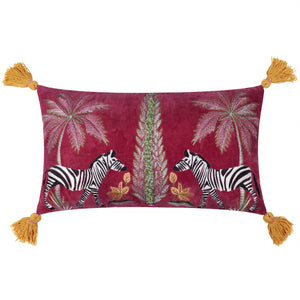 Kalahari Embroidered Velvet Cushion Multicolour: Multicolour / Feather Filled / 30 x 50cm