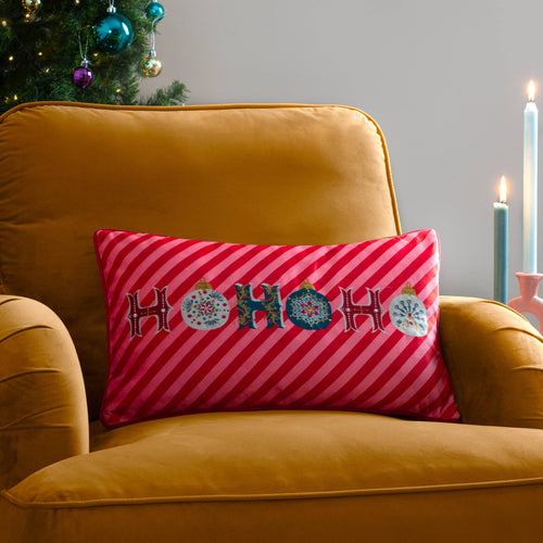 HoHoHo Velvet Piped Cushion Red: Red / Polyester Filled / 30 x 50cm